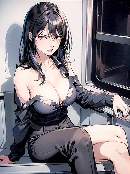Crossed Legs and Luscious Cleavage in Office Pant Temptation Hentai
