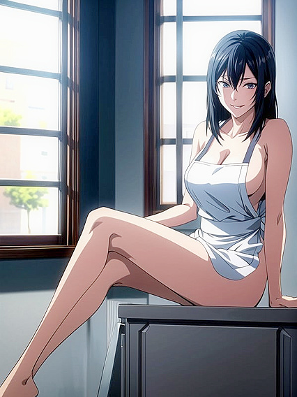 Screencap hentai featuring feet presenting in an apron for ultimate arousal