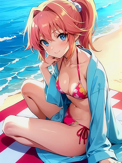 Sunny Takes Her Bathrobe Off at the Beach for steaming hentai Fun