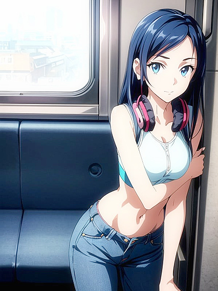 Cute Blue-Haired Girl 18+ Enjoys Passionate Nighttime Hentai Pleasure