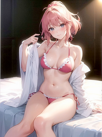 Ponytailed Cutie with Small Breasts Takes On Her Horny Desires in Hentai AI Image