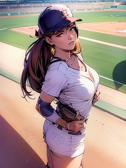 Cheerleader Gets Wild at the Baseball Stadium in Steaming Hentai AI Image