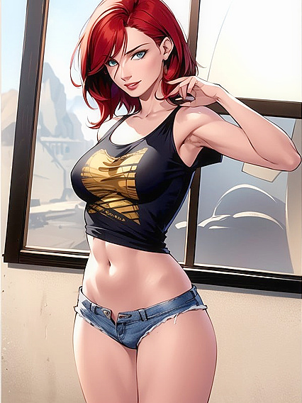 Pale-Skinned Beauty with Tiny 18+ Ass in Seductive Hentai AI Image