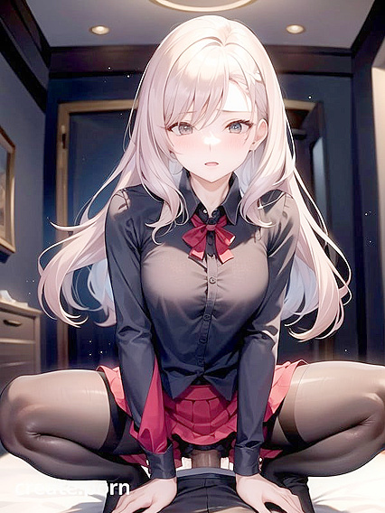 Skinny Girl 18+ with Small Breasts Squats for Intense Hentai Pleasure