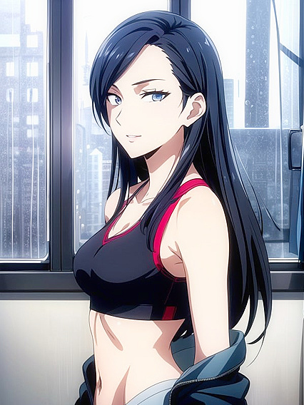 Busty Chick in Jacket Shows Off Her Curves in Seductive Hentai AI Image