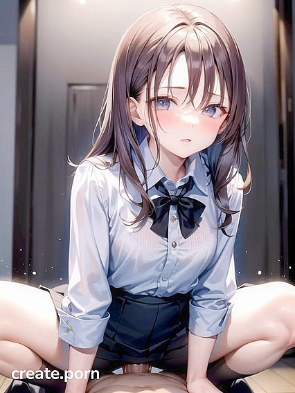Skinny Girl 18+ with Small Breasts Squats for Intense Hentai Pleasure