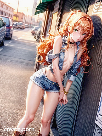 Jacket-Wearing Beauty on the Street in Seductive Hentai AI Image