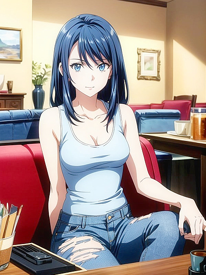 Blonde in Tight Top and Jeans Seduces with Steamy Hentai AI Image