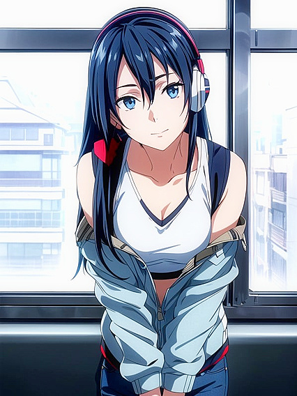 Blue Sport Bra Front View Seduction in Hentai Hentai AI Image