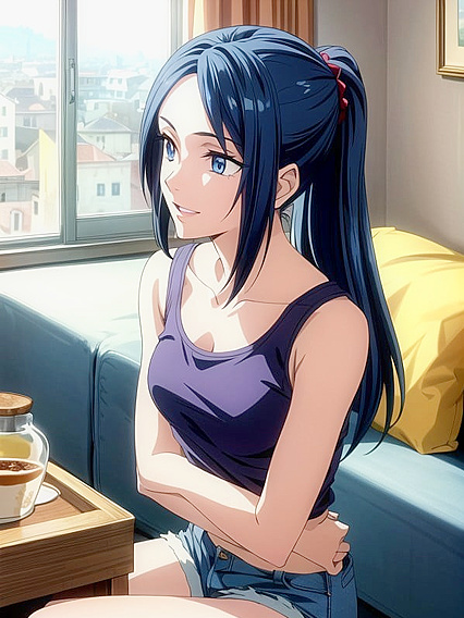 Cute Blue Character Enjoying Pleasure in Seductive Hentai AI Image