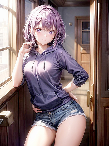 Hoodie-Wearing Anime Girl 18+ Stares Intensely at You in Wallpaper Perfection