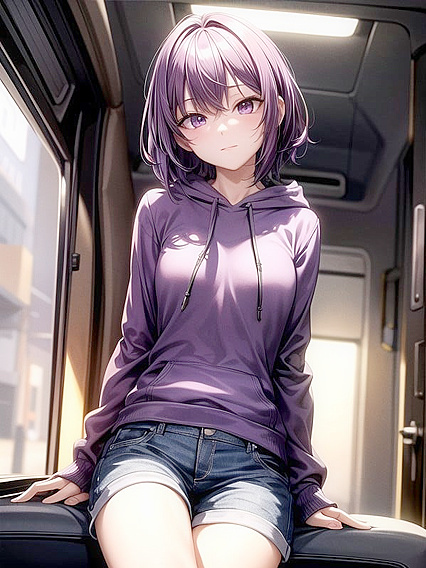 Skinny Girl 18+ with Bobcut Takes a Wild Ride in Car Hentai AI Image