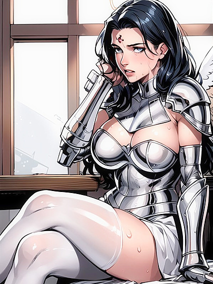 Slicked-Up Cumshots with Armored Gloves in Steamy Hentai AI Image