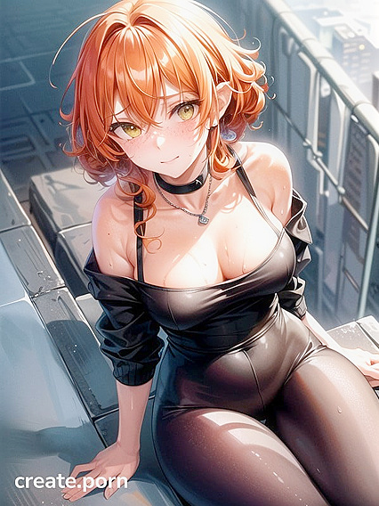 Ginger Beauty in Seductive Green Outfit Takes Control in Horny Hentai AI Image