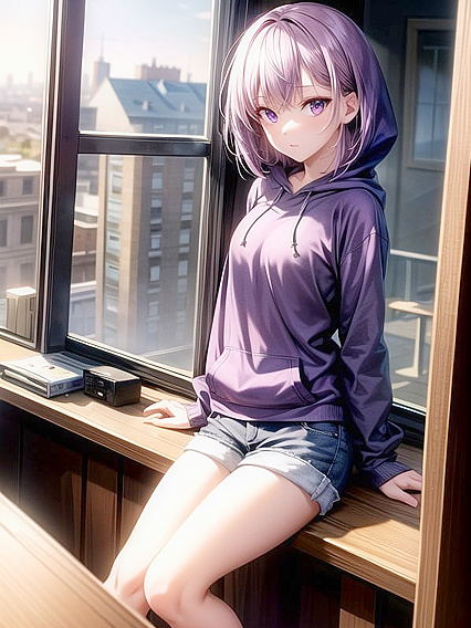 Purple Jeep Seduces Her into Juicy Hentai AI Image with Sexy Jean Shorts