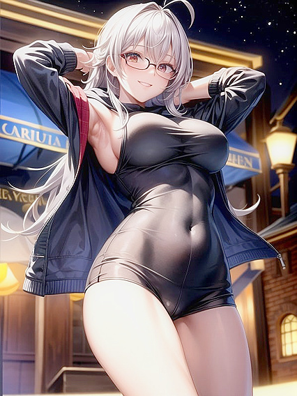 Girl 18+ in Glasses and Hoodie Enjoying Intense White Hentai Pleasure