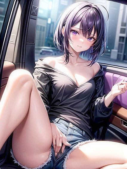 Embarrassed Girl 18+ in Off-Shoulder Hoodie Gets naughty in Hentai Hentai AI Image
