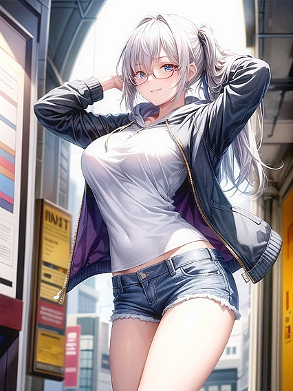 Happy White Girl 18+ with Glasses Enjoying Intense Hentai Pleasure