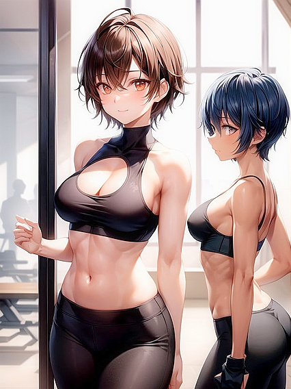 Glowing-Eyed Beauty in a Sport Bra for Intense Hentai Pleasure