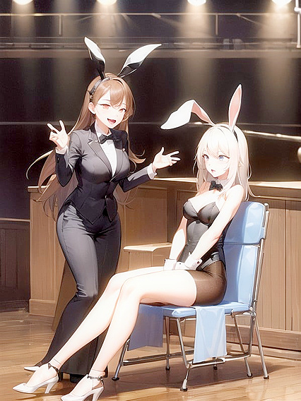 Bunny Girl 18+s Perform Seductive Acts on Stage inSTEAMy Hentai AI Image