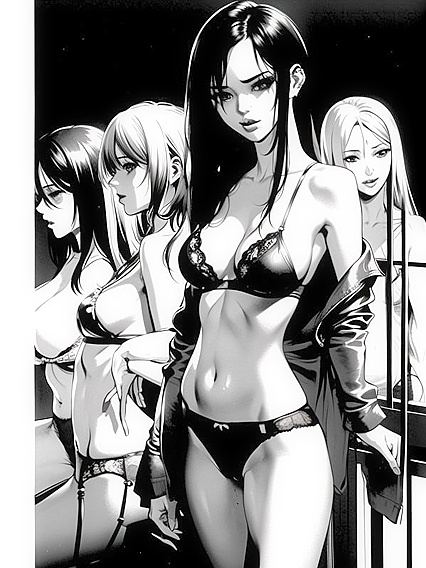 Busty Dancer Grooves in Black and White Manga Hentai Bliss
