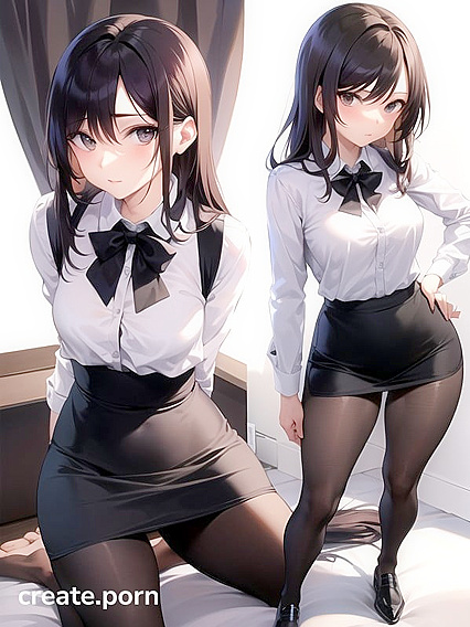 Skinny Teacher with Small Breasts in Seductive Hentai AI Image