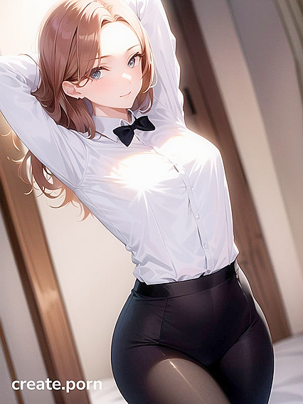 Skinny Girl 18+ with Small Breasts Raises Her Arms for Seductive Hentai Pleasure