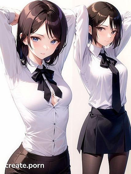 Small-Busted Teacher Gets Hands-On in Arm-Raising Hentai AI Image