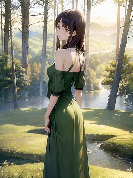 Soft Pastel Dreams - Forest Romance in a Flowing Dress Hentai Fantasies