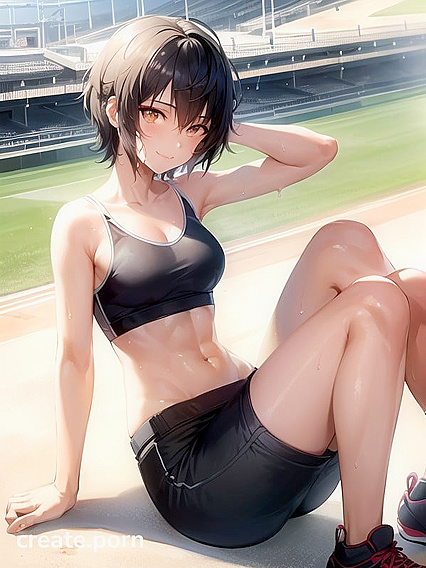 Fit Babe in Sport Bra Teases at the Baseball Stadium in Steamy Hentai AI Image