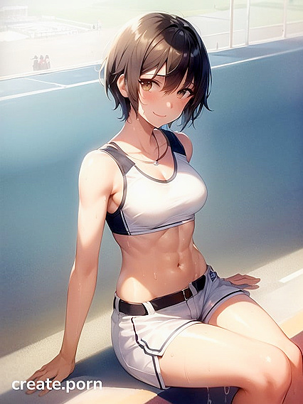 Black-Haired Babe Shows Off Her Curves at the Baseball Stadium in Steaming Hentai AI Image