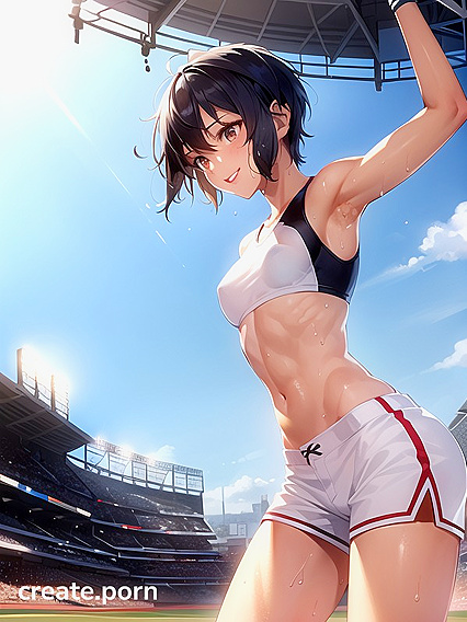 Light Brown Beauty in Sport Bra Takes On the Field in Steamy Baseball Stadium Hentai