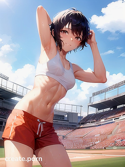 Small Breasts and Round Butt in Cute Cotton Shorts Hentai AI Image