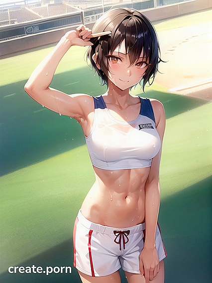 Black-Haired Babe in Sport Bra Leans Forward for Intense Hentai Pleasure