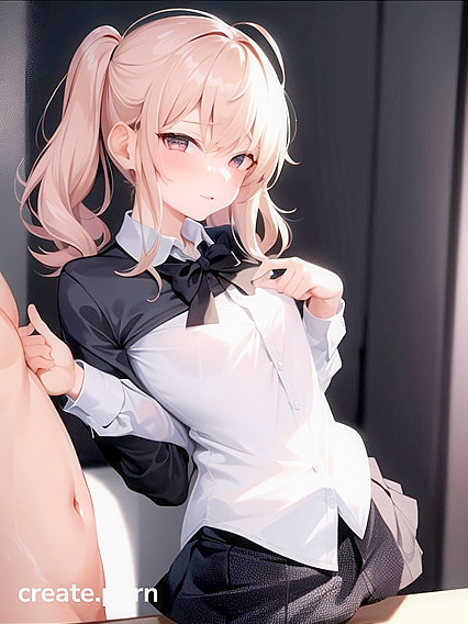 Skinny Teacher with Small Breasts in Seductive Hentai AI Image