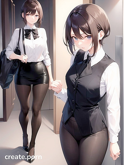 Skinny Girl 18+ with Small Breasts Shows Her Nape in Seductive Hentai AI Image