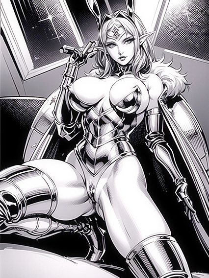Bobcut Babe in Robot Armor Nails Mind-Blowing Hentai AI Image