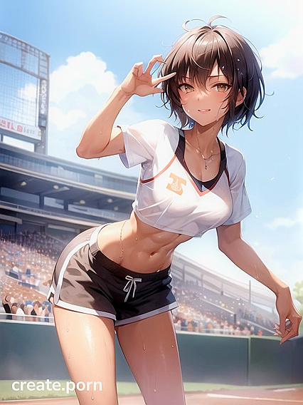 18-Year-Old With Natural Breasts Leans Forward for Seductive Hentai Pleasure
