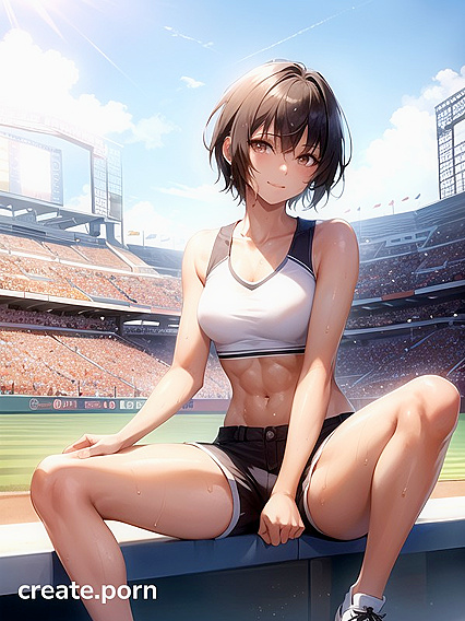 Light Brown Beauty in Sport Bra and Cotton Shorts for Seductive Hentai Pleasure
