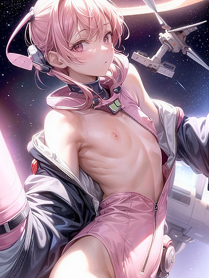 Exploring the Stars - Spaceship Wallpaper with Seductive Nape Reveals