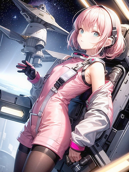Sci-Fi Adventure - erotically charged Wallpaper of a Beautiful Subject on a Spacious Spaceship