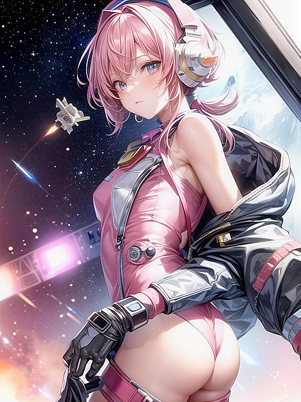 Nape Exposed in Erotic Wallpaper - Intense Hentai AI Image on a Futuristic Spaceship