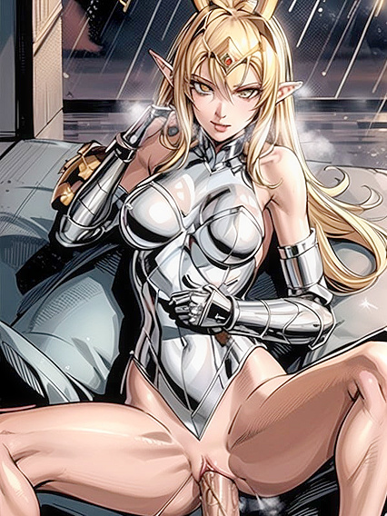 Bunny Girl 18+ in Armor Gloves and Fur Coat Explodes in Hentai Ecstasy