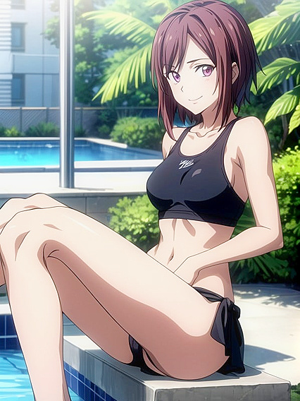 Sunny Enjoying Steamy Pool Sex in Scorching Noon Hentai AI Image