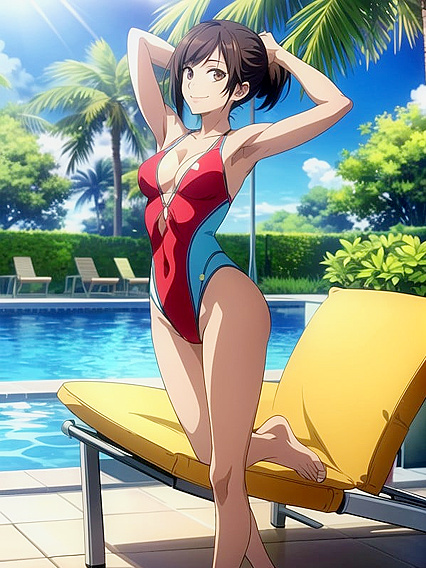Happy Moments in Swimsuit - Sensual Screencaps from Horny Hentai AI Image