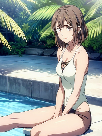 Happy Black-Haired beauty Enjoying Pleasure in Short Hentai AI Image