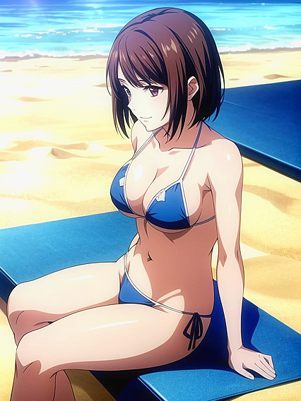 Bikini Babes Sit Seductively in Captivating Hentai AI Image