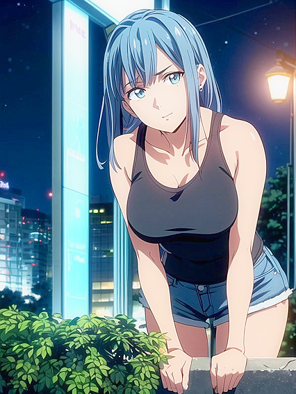 Light Brown Beauty in Front View Exploring Intense Hentai Pleasure