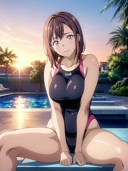 Thick Thighs Spread Wide - Erotic Black-Haired Hentai AI Image