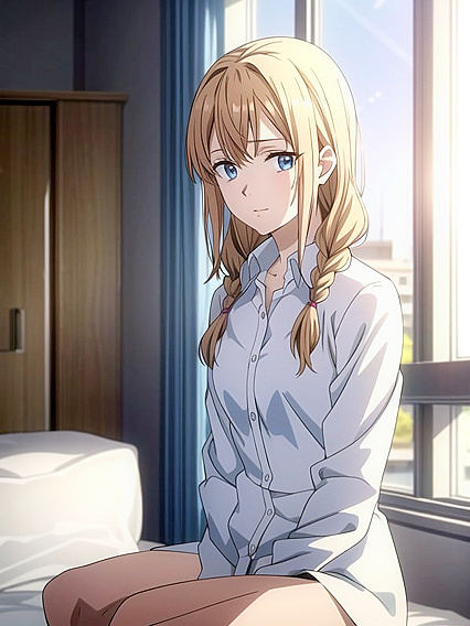 Office Seduction - Braided Beauty in Slutty Shirt for Steamy Hentai AI Image